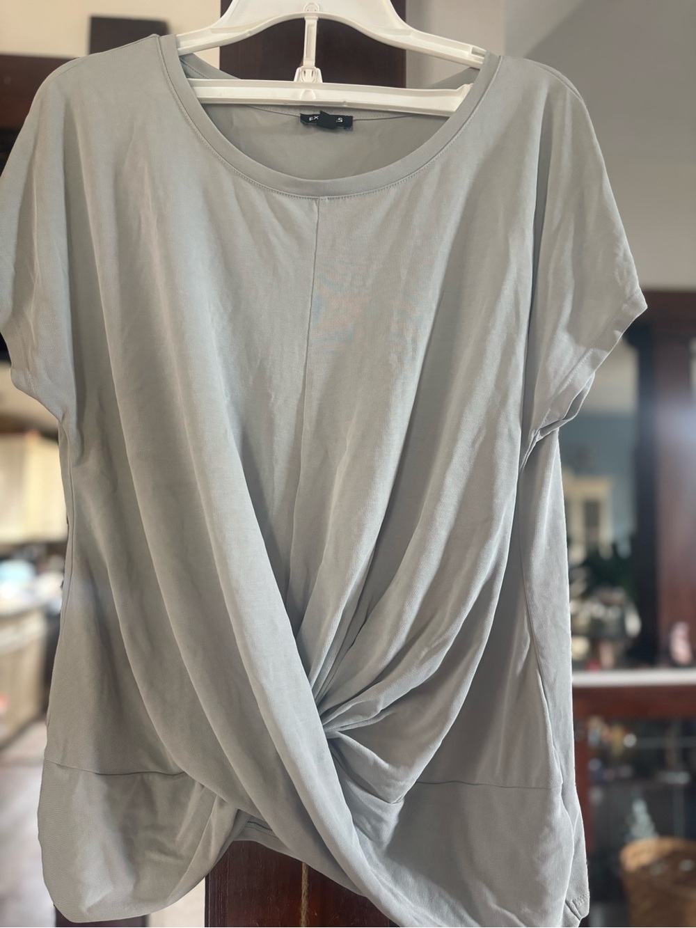 Express Light green Short Sleeve Twist Front Top